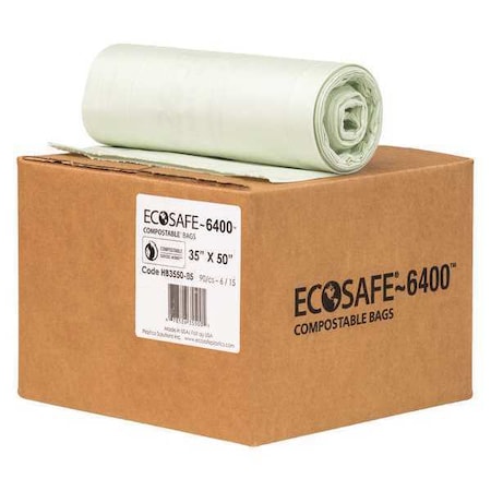 Ecosafe-6400 39 gal Trash Bags, 35 in x 50 in, Extra Heavy-Duty, 0.85 mil, Green HB3550-8