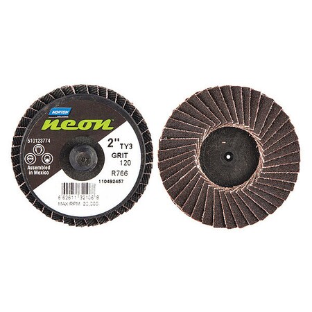Norton Abrasives Mini Flap Disc, Fine, 120 Grit, 2" dia. 66261132106