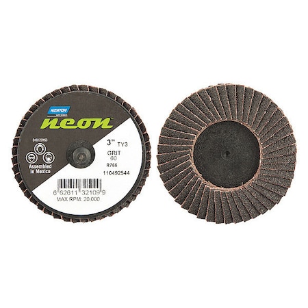 3" Flap Disc, Type 3 Mounting Hole, Medium, 60 Grit Zirconia Alumina, 1 EA