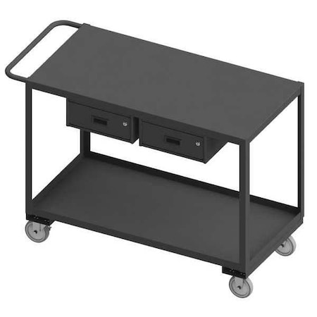 Durham Mfg Stock cart, 2 shelf, 2 drawers, 1-1/2" lips up, 1200 lbs capacity RSC-2436-2-2DR-95