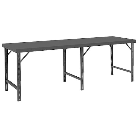 Durham Mfg Adj. Work Table, Steel, 120" W, 30" D WBF-30120-95