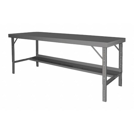 Durham Mfg Folding leg workbench, adjustable height, steel top WBF-3660-95
