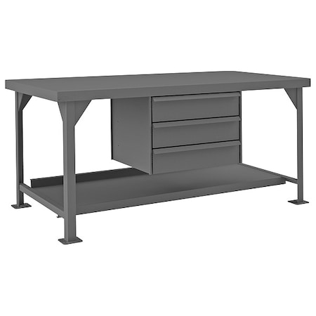 Durham Mfg Workbench, Steel, 72" W, 36" D HDWB36723DR95