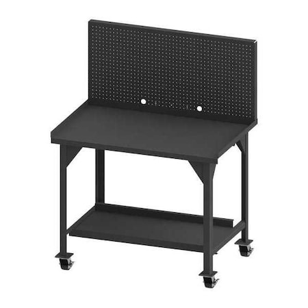 Durham Mfg Work Bench with Panel, Steel, 48" W, 40" Height, 4000 lb., Straight DWBM-3048-BE-PB-95