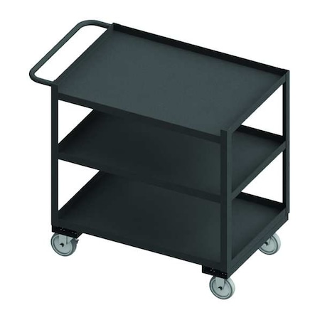 Westward Utility Cart with Lipped & Single-Side Flush Metal Shelves, Steel, 1,200 lb Load Capacity RSC-2436-3-1TLD-95W