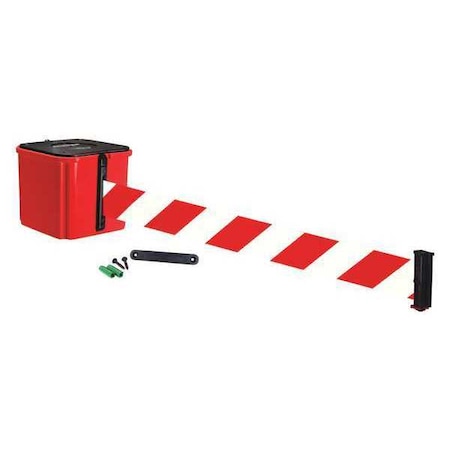 Retracta-Belt Belt Barrier, 4" H, Red/White Striped Belt WM412RD30-RWD-RE