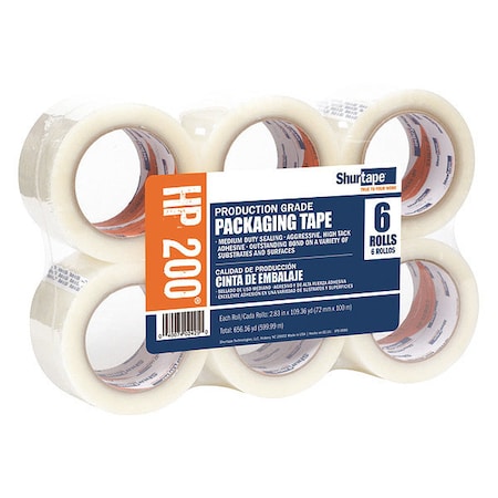 Shurtape Packaging Tape, 4-7/16" dia., 72mm W, PK6 104484