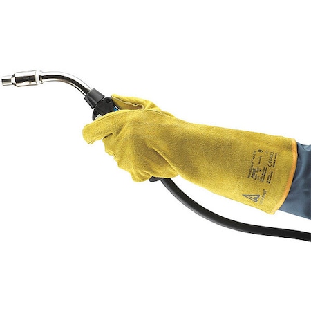 Ansell Welding Gloves, Gauntlet Cuff, Straight Thumb, A Leather Cowhide, XL, 1 PR 43-216