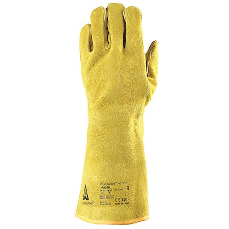Ansell Welding Gloves, Gauntlet Cuff, Straight Thumb, A Leather Cowhide, L, 1 PR 43-216