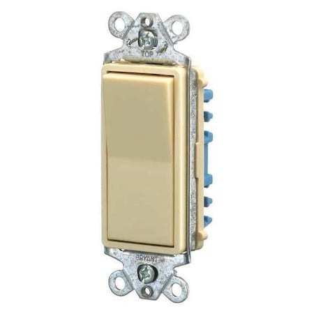 Bryant Wall Switch, 15A, Ivory, 1-Pole Type, Rocker 9801I