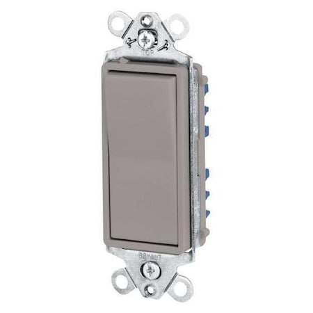 Bryant Wall Switch, 15A, Gray, 3-Way Type, Rocker 9803GRY
