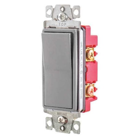 Bryant Wall Switch, 20A, Gray, 4-Way Type, Rocker 9904GRY