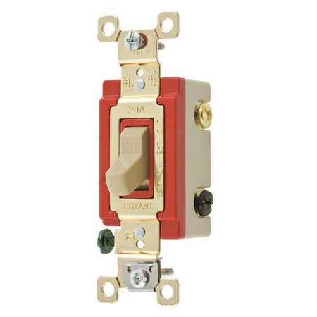 Bryant Wall Switch, 20A, Ivory, 3-Way Type, Toggle 4903BI
