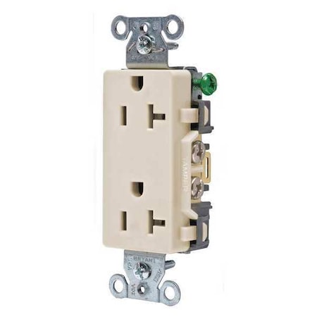 Bryant Straight Blade Receptacle, 5-20R, 20 A, 125V AC, 2 Pole, 3 Wire, Flush Mount, Self-Grounded DRS20LA