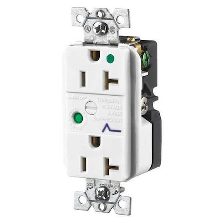 Bryant Straight Blade Receptacle, 5-20R, 20 A, 125V AC, 2 Pole, 3 Wire, Flush Mount, Grounded SP83WA