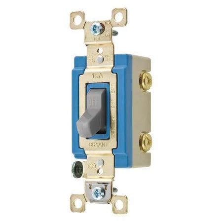 Bryant Wall Switch, 15A, Gray, 2-Pole Type, Toggle 4802GRY