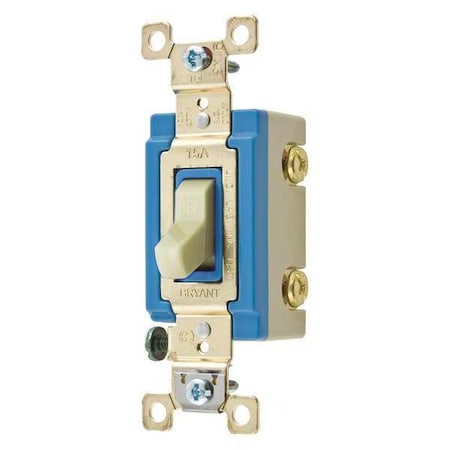 Bryant Wall Switch, 15A, Ivory, 2-Pole Type, Toggle 4802I