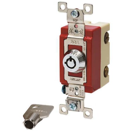 Bryant Wall Switch, 20A, Stainless Steel, Locking 4902RKL