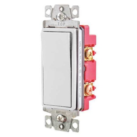 Bryant Wall Switch, 20A, White, 4-Way Type, Rocker 9904W