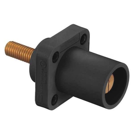 Hubbell Wiring Device-Kellems Angled Receptacle, Blk, Male, Threaded Stud HBLMRASBK