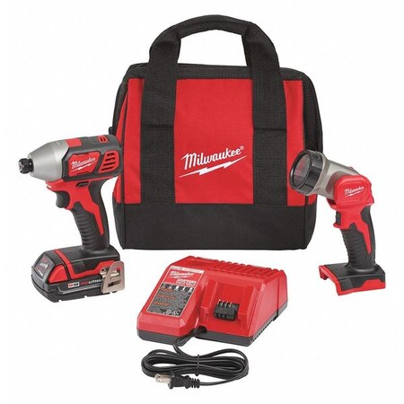 Milwaukee Tool Cordless Combination Kit, 2 Tools, 1.5Ah 2656-21L