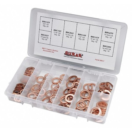 Sur&R Brake Line Washer Assortment Kit, Copper BRC7