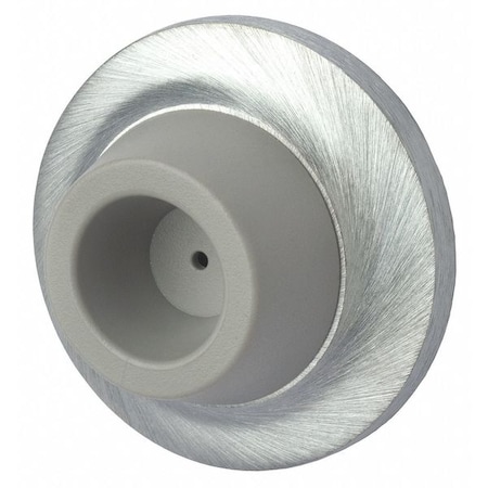 Rockwood Concave Door Stop with Bumper, Brass, Gray, 1"H x 2-7/16"W 404.26D