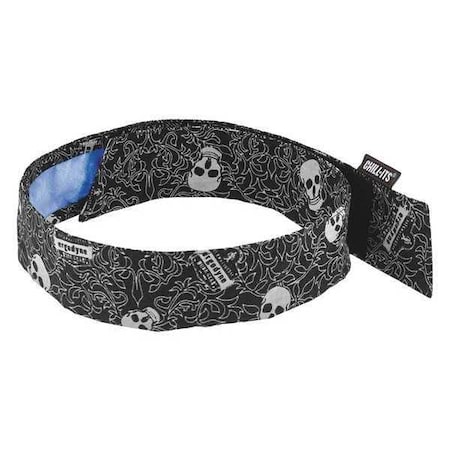 Ergodyne Bandana, Black/White, Skulls, Hook-and-Loop 6705CT
