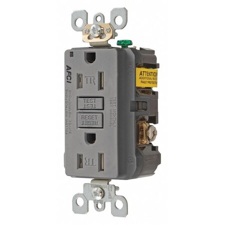 Bryant Receptacle, Gray, 15A, Back/Side, Arc Fault AFR15TRGY