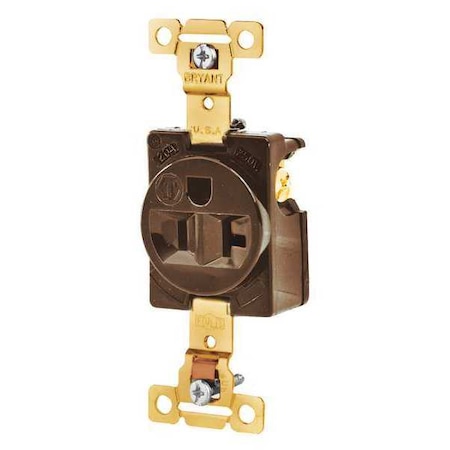 Bryant Straight Blade Receptacle, 5-20R, 20 A, 125V AC, 2 Pole, 3 Wire, Flush Mount, Grounded 5361