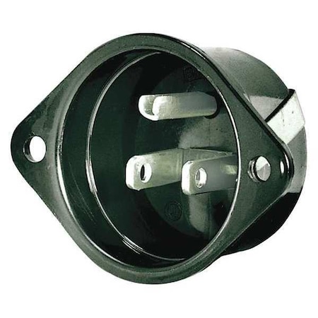 Bryant Flanged Straight Blade Inlet, 15 A, 125V AC, 2 Pole, 3 Wire, Flush Mount, Grounded 5278G