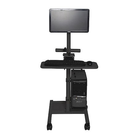 Versa Products Computer Cart, Laminate/Steel/Wood, 45 lb Load Capacity, 2 Shelves, 24 in W, 55 in H VT4020000-00-01