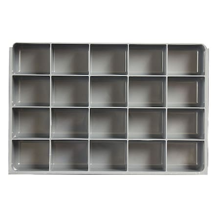 Durham Mfg Compartment Drawer Insert with 20 compartments, Polypropylene, 3" H x 18 in W 124-95-20-IND