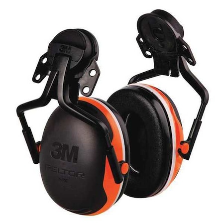 3M Peltor X4 Hard Hat Mounted Ear Muffs, 25 dB NRR, Passive, Orange X4P5E