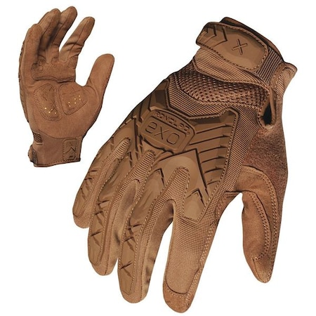 Ironclad Performance Wear Tactical Glove, Synthetic Leather and Foam Padding Palm, Closed Cuff, Full Finger, Brown, Size L EXOT-ICOY-04-L
