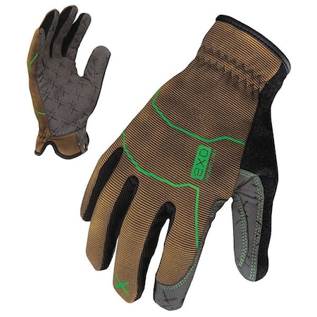Ironclad Performance Wear EXO Mechanics Gloves, Synthetic Leather Palm, Polyester Back, XL, Green/Tan EXO2-PUG-05-XL