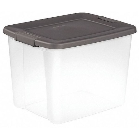 Sterilite Stackable Storage Tote W/ Lid, 12.5 gal, 19-7/8 in L x 15-1/2 in W x 14-3/4 in H, Clear, Gray 19373V06