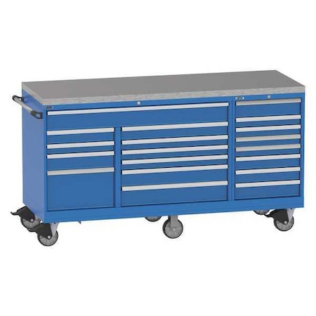Lista Mobile Triple Workbench, 42" H, 19 Drawers TSTB750-1901-M-SSTOP