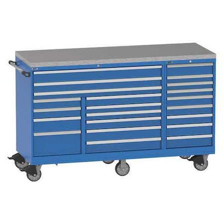 Lista Mobile Triple Workbench, 48" H, 21 Drawers TSTB900-2102-M-SSTOP