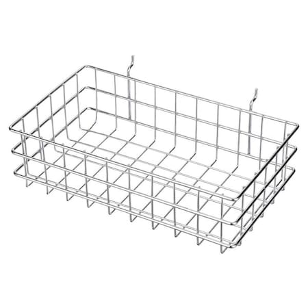 Marlin Steel Wire Products Rectangular Storage Basket, 1-3/8 in Opening Mesh Size, Steel, Silver 923-12