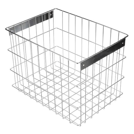Marlin Steel Wire Products Rectangular Storage Basket, 1-3/8 in Opening Mesh Size, Stainless Steel, Silver 00344003-31