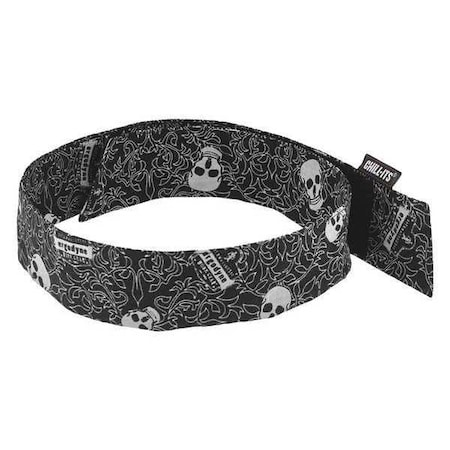 Ergodyne Dew Rag, Black/White, Skulls, Hook-and-Loop 6705