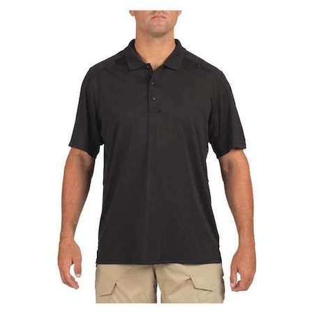 5.11 Men's Tactical Polo Shirt, 100% Polyester, Button Front, 0 Pocket(s), Black, M 41192