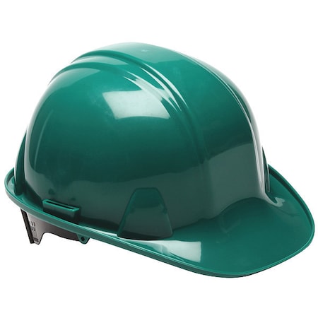 Condor Front Brim Hard Hat, SL Series, Polyethylene, Type 1, Class E, Ratchet (4-Point), Side Slots, Green 52LC98