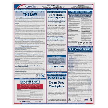 Complyright Applicant Area Poster, 16 in H x, 20 in W, Plastic E0076