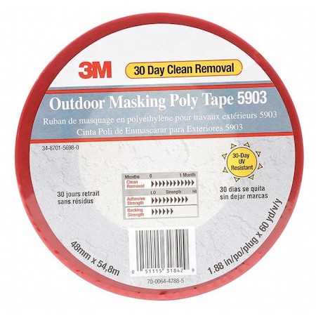 3M Painter's Tape, 1 7/8 in W x 59 yd L, 7.5 mil Thick, Red, Rubber Adhesive 5903