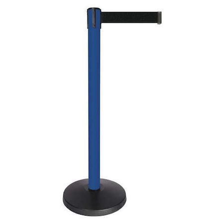 Queueway Barrier Post with Belt, Blue, 10 ft Length, 40 in Post Height, No Legend, Powder Coated QPLUS-23-B9
