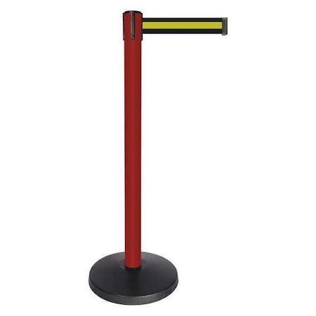 Queueway Barrier Post with Belt, Red, 10 ft Length, 40 in Post Height, No Legend, Powder Coated QPLUS-21-S4