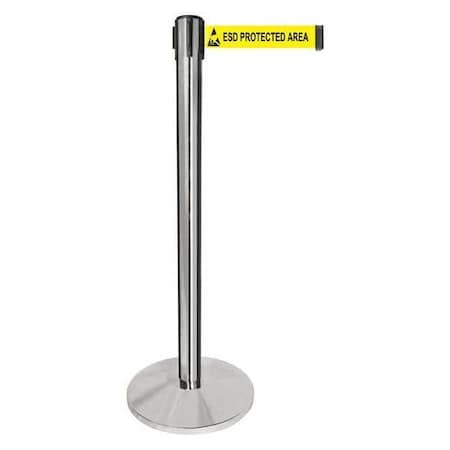 Queueway Barrier Post with Belt, Silver, 10 ft Length, 40 in Post Height, ESD Protected Area QPLUS-1P-ESD