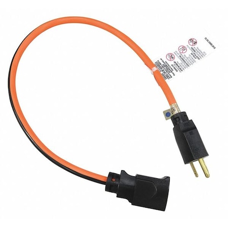 Zoro Select SJTW Locking Indoor Extension Cord, 14 AWG 1 Outlet, 5-15R, Orange/BLK, PVC 52NY10